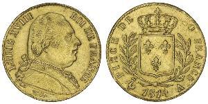 20 Franc Kingdom of France (1815-1830) Or Louis XVIII de France  (1755-1824)