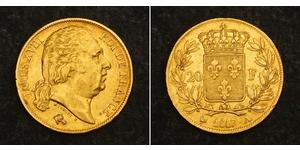 20 Franc Kingdom of France (1815-1830) Or Louis XVIII de France  (1755-1824)