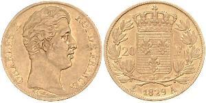 20 Franc Kingdom of France (1815-1830) Or Charles X de France (1757-1836)