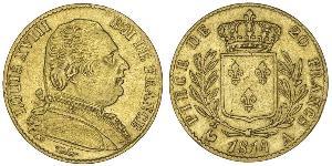 20 Franc Kingdom of France (1815-1830) Or Louis XVIII de France  (1755-1824)