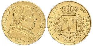 20 Franc Kingdom of France (1815-1830) Or Louis XVIII de France  (1755-1824)