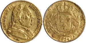 20 Franc Kingdom of France (1815-1830) Or Louis XVIII de France  (1755-1824)