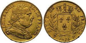 20 Franc Kingdom of France (1815-1830) Or Louis XVIII de France  (1755-1824)