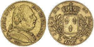 20 Franc Kingdom of France (1815-1830) Or Louis XVIII de France  (1755-1824)