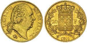 20 Franc Kingdom of France (1815-1830) Or Louis XVIII de France  (1755-1824)