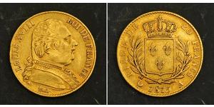 20 Franc Kingdom of France (1815-1830) Or Louis XVIII de France  (1755-1824)