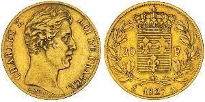 20 Franc Kingdom of France (1815-1830) Or Charles X de France (1757-1836)