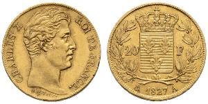 20 Franc Kingdom of France (1815-1830) Or Charles X de France (1757-1836)