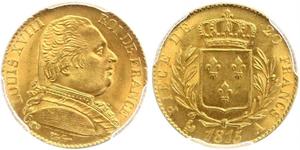 20 Franc Kingdom of France (1815-1830) Or Louis XVIII de France  (1755-1824)