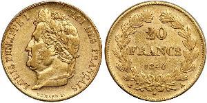 20 Franc Monarchie de Juillet (1830-1848) Or Louis-Philippe I (1773 -1850)