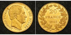 20 Franc Belgio Oro Leopoldo I del Belgio (1790-1865)