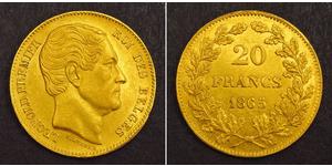 20 Franc Belgio Oro Leopoldo I del Belgio (1790-1865)