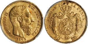 20 Franc Belgio Oro Leopold II (1835 - 1909)