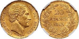 20 Franc Belgio Oro Leopoldo I del Belgio (1790-1865)