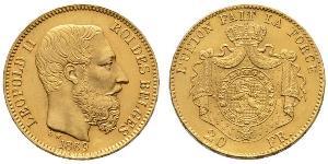 20 Franc Bélgica Oro Leopold II (1835 - 1909)