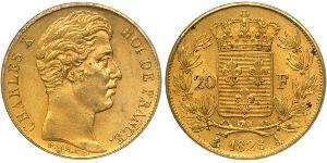 20 Franc Kingdom of France (1815-1830) Oro Carlo X di Francia (1757-1836)
