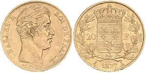 20 Franc Kingdom of France (1815-1830) Oro Carlo X di Francia (1757-1836)