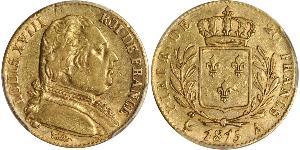20 Franc Kingdom of France (1815-1830) Oro Luigi XVIII di Francia (1755-1824)