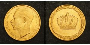 20 Franc Luxemburgo Oro Juan de Luxemburgo (1921 - )