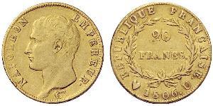 20 Franc Primer Imperio francés (1804-1814) Oro Napoleón Bonaparte(1769 - 1821)