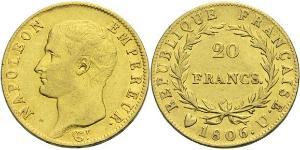 20 Franc Primer Imperio francés (1804-1814) Oro Napoleón Bonaparte(1769 - 1821)