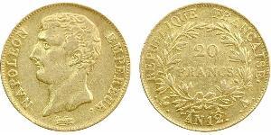 20 Franc Primer Imperio francés (1804-1814) Oro Napoleón Bonaparte(1769 - 1821)