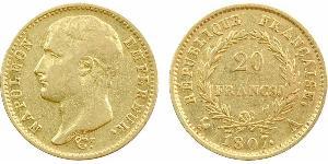 20 Franc Primo Impero francese (1804-1814) Oro Napoleone Bonaparte(1769 - 1821)