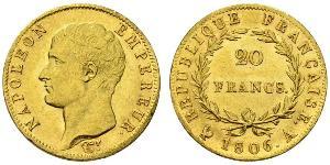 20 Franc Primo Impero francese (1804-1814) Oro Napoleone Bonaparte(1769 - 1821)