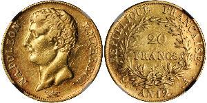 20 Franc Primo Impero francese (1804-1814) Oro Napoleone Bonaparte(1769 - 1821)