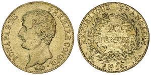 20 Franc Primo Impero francese (1804-1814) Oro Napoleone Bonaparte(1769 - 1821)