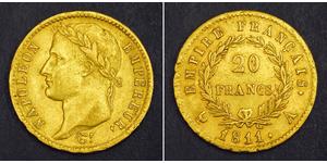 20 Franc Primo Impero francese (1804-1814) Oro Napoleone Bonaparte(1769 - 1821)