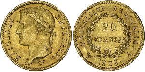 20 Franc Primo Impero francese (1804-1814) Oro Napoleone Bonaparte(1769 - 1821)