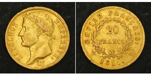 20 Franc Primo Impero francese (1804-1814) Oro Napoleone Bonaparte(1769 - 1821)