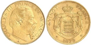 20 Franc Principato di Monaco Oro Carlo III di Monaco (1818-1889)