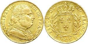 20 Franc Reino de Francia (1815-1830) Oro Luis XVIII de Francia (1755-1824)