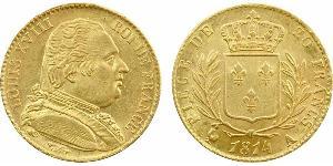 20 Franc Reino de Francia (1815-1830) Oro Luis XVIII de Francia (1755-1824)