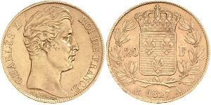 20 Franc Reino de Francia (1815-1830) Oro Carlos X de Francia (1757-1836)