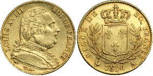 20 Franc Reino de Francia (1815-1830) Oro Luis XVIII de Francia (1755-1824)