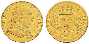 20 Franc Reino de Francia (1815-1830) Oro Luis XVIII de Francia (1755-1824)