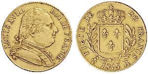 20 Franc Reino de Francia (1815-1830) Oro Luis XVIII de Francia (1755-1824)