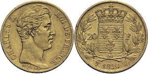 20 Franc Reino de Francia (1815-1830) Oro Carlos X de Francia (1757-1836)