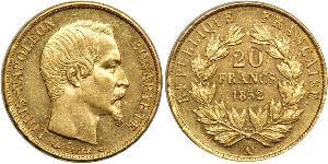 20 Franc Secondo Impero francese (1852-1870) Oro Napoleone III (1808-1873)