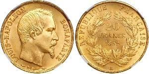 20 Franc Secondo Impero francese (1852-1870) Oro Napoleone III (1808-1873)
