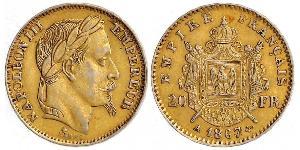 20 Franc Secondo Impero francese (1852-1870) Oro Napoleone III (1808-1873)