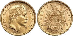 20 Franc Secondo Impero francese (1852-1870) Oro Napoleone III (1808-1873)
