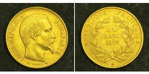 20 Franc Segundo Imperio francés (1852-1870) Oro Napoleon III (1808-1873)