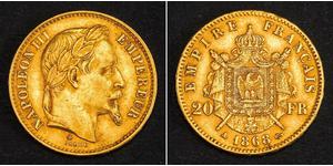 20 Franc Segundo Imperio francés (1852-1870) Oro Napoleon III (1808-1873)