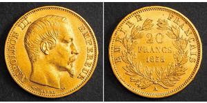 20 Franc Segundo Imperio francés (1852-1870) Oro Napoleon III (1808-1873)