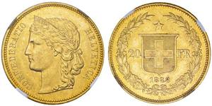 20 Franc Suiza Oro 