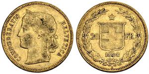 20 Franc Suiza Oro 